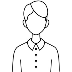 Outline drawing of a person with short hair on transparent background