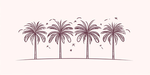 Palm trees illustration on pink background