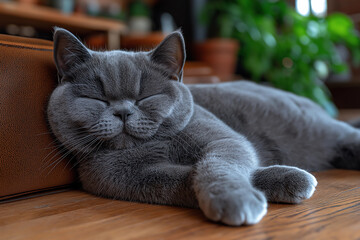Sleeping British Shorthair cat