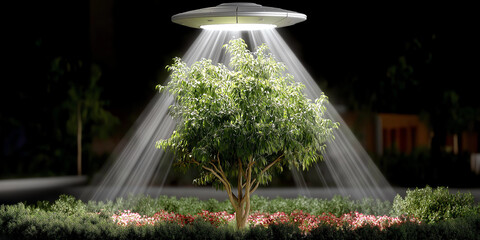 UFO beaming down tree