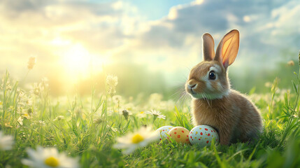 Easter bunny with eggs