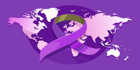 Purple ribbon around the world for awareness