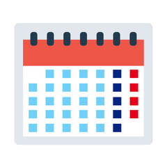 Flat calendar icon, simple date planner symbol, reminder interface icon for scheduling and business planning design