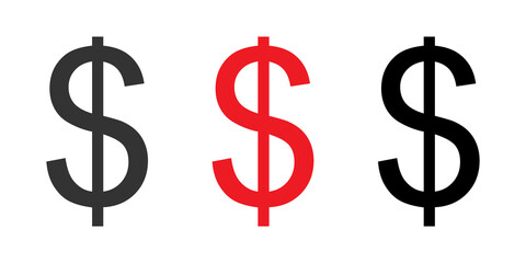 Dollar sign icon set, financial symbol for currency, money and economic transaction concept illustration