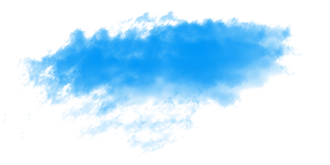 Bright blue smoke cloud isolated on transparent background