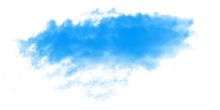 Bright blue smoke cloud isolated on transparent background