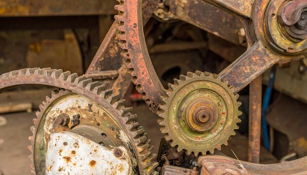 Rusty gears in close-up - Powered by Adobe