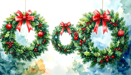 Watercolor Christmas wreaths