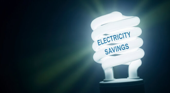Energy-saving light bulb glowing brightly. - Powered by Adobe