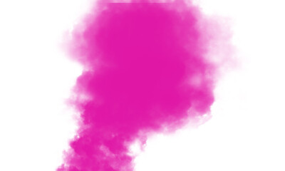 Vibrant pink smoke plume isolated on transparent background