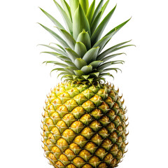 Fototapeta premium Close-up of a ripe, golden pineapple with green spiky top
