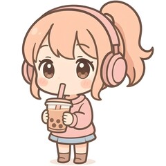 Obraz premium SD_Chibi_BubbleTea_Girl_Liora