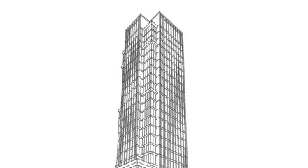 Building architecture design skyscraper construction urban city landscape perspective view sketch line art
