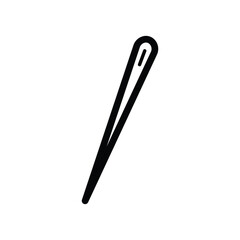 Sewing needle line icon, tailoring and handcraft tool symbol, simple outline style on white background
