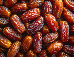 Rich Amber Hues: A Close-Up Texture of Premium Dates