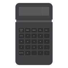 Modern Black Calculator Vector Illustration – Sleek Chrome Office Gadget in Minimalist Design