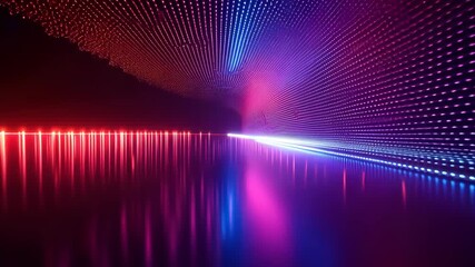 Abstract Glowing Tunnel with Reflections. - Powered by Adobe