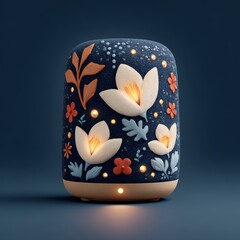 Decorative Table Lamp with Floral Design and Soft Glowing Light