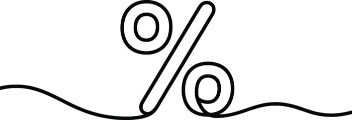 Simple line art percentage symbol abstract financial concept graphic element