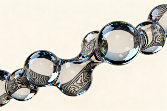 Connected transparent spheres with patterns