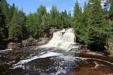 Obraz premium Gooseberry River and Upper Gooseberry Falls - Minnesota