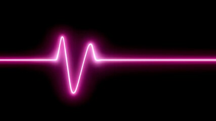 Neon pink glowing heartbeat line pulse black background with vibrant light energy, dynamic and futuristic visual effect, loop glows creating modern style, symbolizes life rhythm and continuous motion - Powered by Adobe