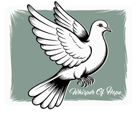 Obraz premium White Dove of Peace Vector – Minimalist Flying Bird Symbol with Olive Branch for Hope, Faith, and Freedom