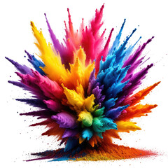 Colorful powder explosion against a dark backdrop, vibrant rainbow hues
