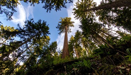 Lush forest canopy, tall trees