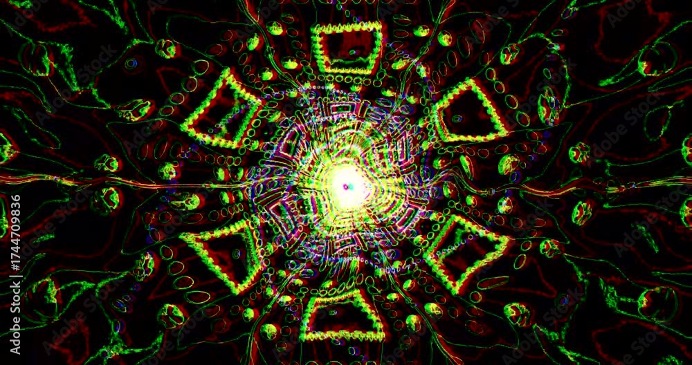 Wall mural a captivating visual loop features a tunnel of swirling patterns and brilliant colors. it creates an