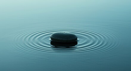 Stone in water creates ripples abstract minimalist tranquility concept
