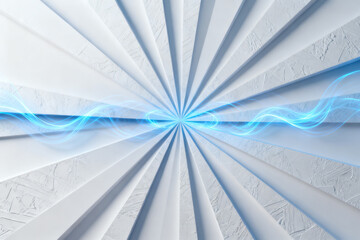 Abstract blue light wave on white panels