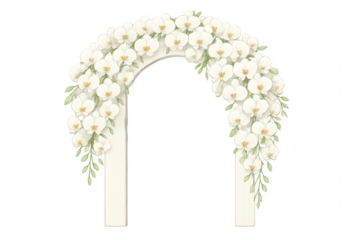 Wedding arch with white orchids watercolor illustration