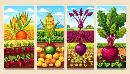 Farm scenes with vegetables