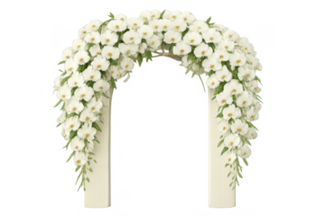 Wedding ceremony floral arch with white flowers