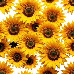 Obraz premium Sunny Delight Close-up of yellow sunflowers against black background