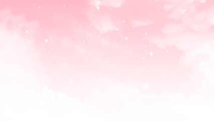 Pink sky with beautiful white clouds