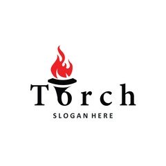 Torch logo, simple modern design, fire furnace, concept, symbol, illustration, poster template or product brand