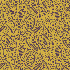 botanical pattern with yellow background