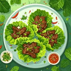 Spicy beef in lettuce cups