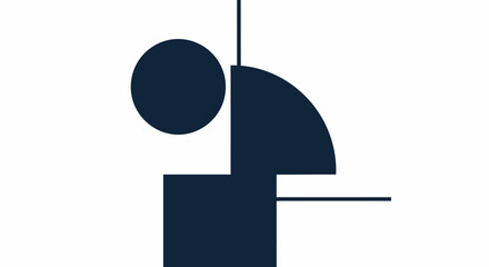 Abstract composition featuring geometric shapes in a minimal design style artwork