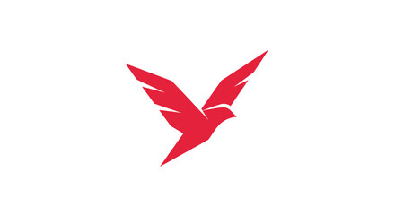 Abstract red avian logo design featuring stylized wings and sharp geometric shapes on white