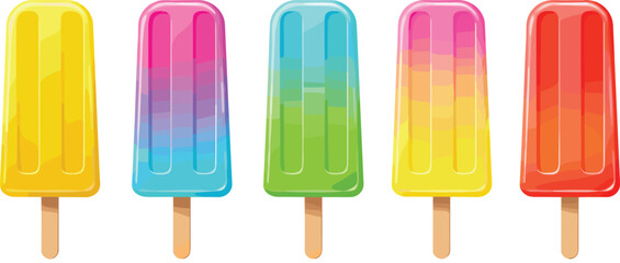 Colorful gradient popsicle illustration, abstract ice cream vector art, vibrant summer dessert design, creative frozen treat pattern, bright rainbow popsicles, modern digital artwork for stock