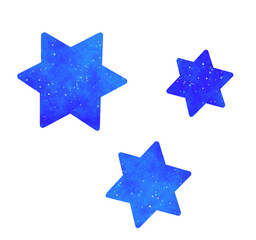 青い星空｜シンプルな六角形の星