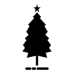 Pine tree icon. With black and white background.