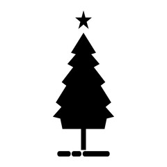 Pine tree icon. With black and white background.