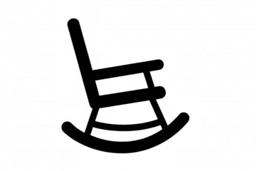 Rocking chair black silhouette icon representing relaxation, retirement, old age, comfort, and peace, transparent background