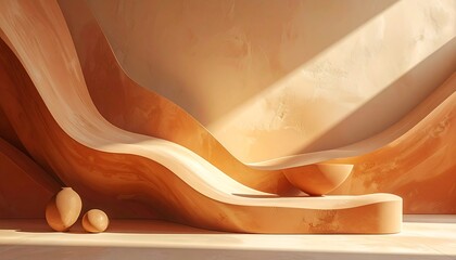 Organic clay mockup scene with smooth curves and soft lighting. Great for natural, handmade, or artisanal product branding visuals.