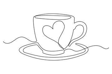 Continuous one line minimalist drawing of coffee and cups symbol