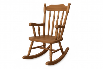 Wooden rocking chair. Vintage furniture for home comfort and relaxation, isolated on transparent background
